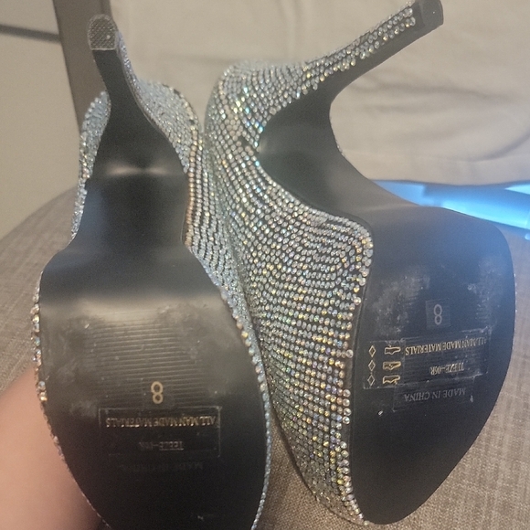 Bordello Black/Silver Rhinestone Heels - Picture 5 of 5